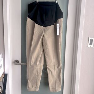 Tribal Cuffed Maternity Pants Khaki Sahara Ankle Trouser